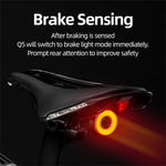 LinkMejor Q5 Smart Auto Brake Sensing Bicycle Taillight Vibration Sensor Wake-up IPX6 Waterproof USB Charging Bike Rear Light for Night Riding