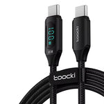 Toocki TQ-X03 5A PD100W Type-C to Type-C Cable Digital Display Support Fast Charging Data Transmission Tinned Copper Core Line 1M/2M Long for iPhone 15 15 Plus for Huawei Pura 70 Ultra for Samsung Galaxy Z Flip 6