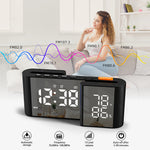 LinkMejor Digital Desk Wall Alarm Clock with USB Charging Station Dual Screen LED Dimming Temperature And Humidity Electronic Clock Radio Alarm Clock