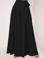 ZANZEA Women Solid Color Bowknot Pleated Loose Casual Wide Leg Pants