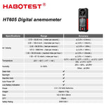 LinkMejor HT605 Digital Anemometer Portable Wind Speed Meter Windmeter LCD Backlight Display Temperature Humidity Meter