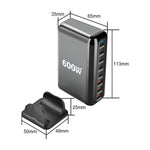 [GaN Tech]LinkMejor YMX-908-600W 600W 8-Port USB PD Charger 5USB-C+3USB-A QC PD Fast Charging Desktop Charging Station EU Plug US Plug for iPhone 16 16 Pro 15 14 13 Pro Max for Huawei Mate XT for Xiaomi 15pro