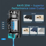 [EU/US/UK Direct] LONGER RAY5 20W Laser Engraver Cutter Newly Upgraded Version 24000mm/min Engraving Speed Fixed Focus 0.08x0.1mm Laser Spot 3.5 inch Color Touchscreen 400x365mm Working AreaSupport AI APP Connection