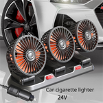 3 Head Car Fan 360° Adjustable Automotive Air Fan 5V USB Charging 12V 24V Low Noise Universal Auto Vehicle Fan