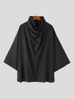 INCERUN Mens Shirt Simple Silky Stacked Collar Shirt Fashion Loose Fit Summer Half Long Sleeve Tops Men