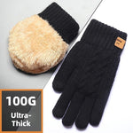 LinkMejor Touch Screen Double-Layer Thick Velvet Thermal Winter Gloves for Men Women Coldproof Warm Knitted Gloves for Outdoor Sports Skiing Cycling