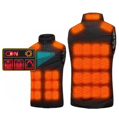 LinkMejor 35 Zones Black Electric Heated Vest for Men Women 5-control DC Charging Unisex Washable Outdoors Winter Warm Heating Clothing