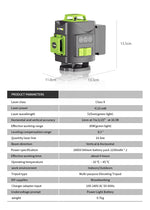 LinkMejor 4D 16 Line Green Laser Level Class II 515nm Self-Leveling ±1mm at 7m 30M Range 1200mAh Batteries Multi-Purpose Tripod