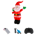 D020 2.4G RC Car Santa Claus Merry Christmas Electric Remote Control One Key Inflatable Sound Music 360° Turning Rechargeable Vehicles Models Toys