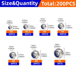 200pcs DIN985 Hex Nylon Insert Self Lock Nut Nylock Locknut Assortment Kit Set M2 M2.5 M3 M4 M5 M6 M8 304 A2-70 Stainless Steel