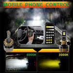 LinkMejor Car LED Headlight IP68 Waterproof Bluetooth 5.0 APP Control Color Temperature Adjustment Automotive Headlights