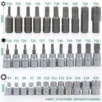 34PCS Torx Bit Socket and E-Torx Star Socket Set 1/4 3/8 1/2 Drive Chrome Vanadium Steel with Storage Case for Automotive and Repair