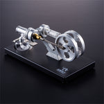 LinkMejor QX-SL-01 Hot Air Stirling Engine Model with Wooden / Metal Base DIY Generator Physics Experiment Science Education Toys