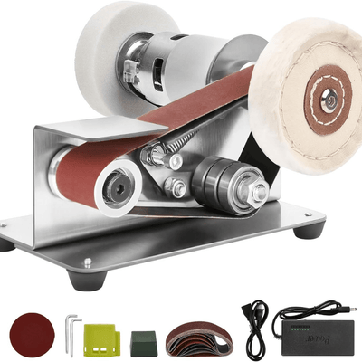 Mini Electric Belt Sander Belt Grinder Electric Knife Sharpener 7 Adjustable Speed for Knife Making Woodworking Metal Cutter Edges