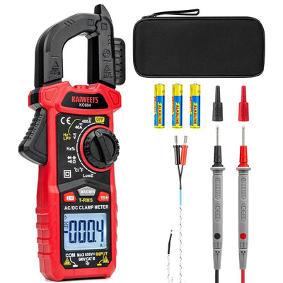 LinkMejor KC604 Digital Clamp Meter True-RMS AC/DC Voltage Current Tester NCV Detection Auto Shut-Off LCD Backlight 1.1 Inch D-Shaped Jaw