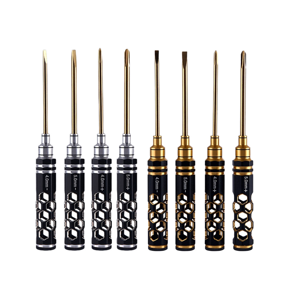 4pcs Yunzhong Screwdriver Set 4.0mm 5.0mm Phillips Screwdriver Slotted Screwdriver for RC Airplane Drone Aircraft Models Maintenance Tool