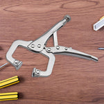 6.5 Inch Heavy Duty C Clamp Locking Pliers Carbon Steel with Swivel Pads for Woodworking Welding Adjustable Table Grip