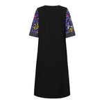 LinkMejor Womens Elegant Half Sleeve Noble Crew Neck Printed Maxi Dresses (Plus Size)