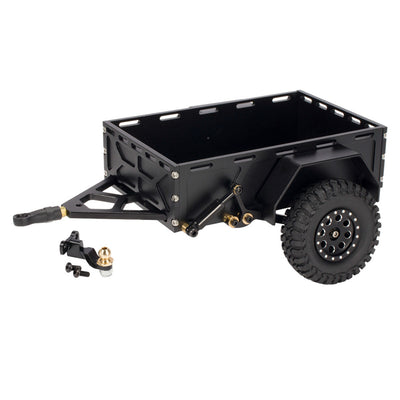 Aluminum RC Rock Crawler Trailer CNC Machined Utility Simulation Parts with Ball Head Hitch Compatible for 1/18 TRX4M SCX24 Redcat Car Vehicles Models Spare Accessories