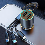 100W Car Charger Dual USB Super Fast Quik Charging Car Lighter One To Three With Wire Metal