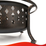 LinkMejor 36 Inch Fire Pit Large Outdoor Wood Burning Crossweave firepit Heavy Duty Steel Bronze Pit for Patio Backyard Garden with BBQ Grate/ Spark Screen / Log Grate / Poker