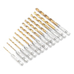 13Pcs HSS Drill Bit Titanium Coated Twist Drill Bits Hex Shank 1.5-6.5mm High Speed Steel Drill Bit Set