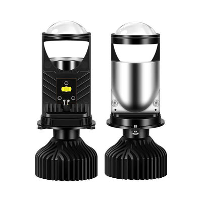 2pcs H4 LED Projector Mini Lens Auto Car LED Headlight Bulb Kit Conversion High & Low Beam 6000K Turbo Fan Car Light Lamp