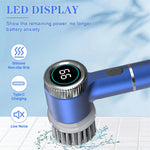 5 in1 Portable Electric Cleaning Brush 5W 1200mAh Rechargeable 3-Speed Adjustable 1600/2000/2400 RPM Cordless Multi-functional Kitchen Dish Scrubber with LED Indicator and USB Charging
