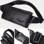 Ekphero Men Genuine Leather Waist Bag Large Capacity Three-layer Zipper Single Shoulder Bag Multifunctional Mini Chest Bag