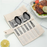 IPRee 7PCS Stainless Steel Camping Cutlery Set Portable Travel Picnic Utensils Fork Spoon Outdoor Dinnerware for Hiking