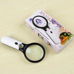 3X 45X Mini Handheld Magnifier Dual Lens 3 LED Light Magnifying Glass Effective Lens Diameter 75MM and 22MM Brightness Adjustable Great For Reading Jewelry Evaluation