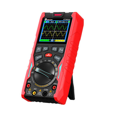 ET853C 3-in-1 2CH 70Mhz Oscilloscope Multimeter Signal Generator 3-In-1 200Msps Sampling Rate Bandwidth Dual Channel Color Screen Rechargeable Battery Auto Range Test Data Storage
