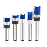 Router Bits Set of 4/5PCS 1/4inch Shank Flush Trim Router Bit Tungsten Carbide Template Pattern Bit Bearing Straight End Mill Woodworking Tools
