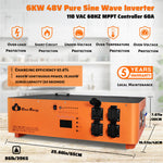 [US Direct] Cloudenergy 48V 150Ah 7.68Kwh Stackable LiFePO4 Battery with 6kw Inverter 60A MTTP 10 Year Lifetime Perfect for Monitor RV, Solar, Energy Storage, Overland, Off-Grid (7.68Kwh Battery+Inverter) CL48-S1