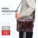 LinkMejor Genuine Leather Mens Shoulder Bag Business Crossbody Bag Male Briefcase Messenger Bag Men's Casual Handbags Vintage Flap Clutch Purse Tote