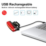 LinkMejor Bike Taillight 600mAh Battery 4 Light Modes USB Rechargeable Waterproof Bicycle Rear Light for Night Cycling