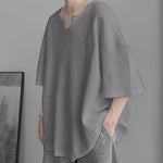 LinkMejor Mens T Shirts Textured Waffle Loose Top Solid Color Casual Short Sleeve T-Shirts