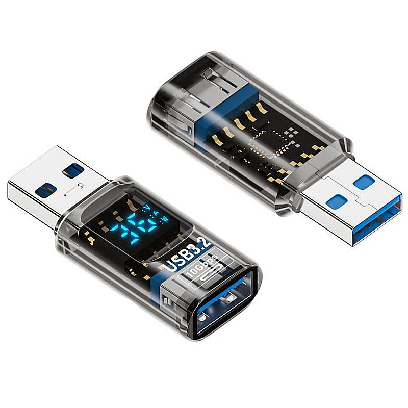 LinkMejor Digital Display USB 3.2 Adapter 10Gbps 36-60W Power Meter Tester Smart Chip Data Transmission USB-C Extension Adapter Converter