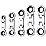 5-Piece Flex-Head Stubby Ratcheting Combination Wrench Set Mini Wrench Set Double Box End Flex-Head Mini Spanner Set