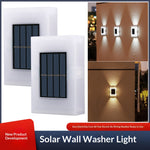 Elfeland 2Pcs 6LED Solar Wall Washer Light 2 Colors Lighting Auto On/Off Waterproof Dual-Side Design 600mAh Battery Solar Power Lamp for Garden Courtyard Landscape