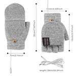 LinkMejor 1Pair Winter Half-finger USB Electric Heated Gloves Double-sided Heating Flip-top Gloves for Winter Outdoor Skiing