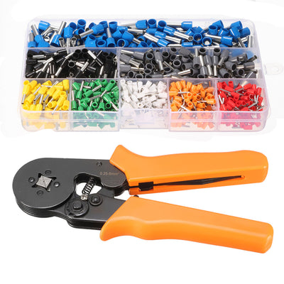 LinkMejor 23AWG to 10AWG Self Adjusting Ratcheting Ferrule Crimper Plier Tool with 800pcs Connector Terminal