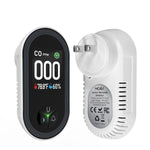 MOES  3-in-1 Plug-in CO Detector Display with Temperature & Humidity Sensor Built-in Alarm Sound Warning for Home Security Plug and Play