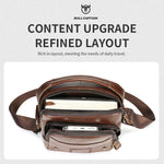LinkMejor Men's Soft Genuine Leather Messenger Bag Business Casual Multi-functional Zipper Handheld Crossbody Bag