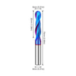 1/4 Inch/6.35mm 8mm Shank Spiral Up Cut Ball Nose End Mill Router Bit with Nano Blue Coating Milling Cutter Tungsten Carbide Flutes