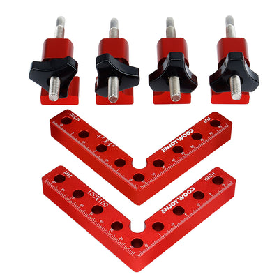 LinkMejor 6PCS Woodworking Upgrade Right Angle Positioning Clamp Precision 90 Degree Clamping Square L-Shaped Auxiliary Fixture Splicing Board Carpenter Square Ruler Woodworking Tool