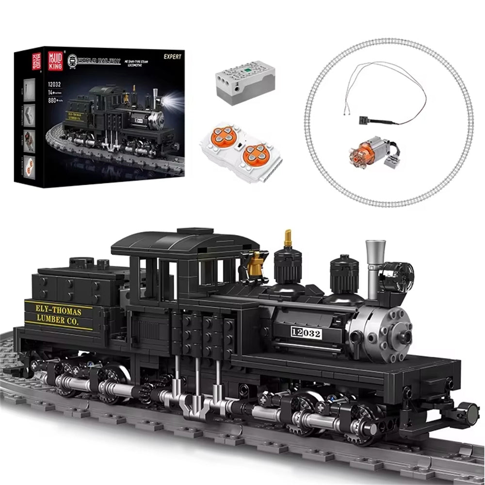 Mould King 12032 RC NO. Shay-Type Steam Locomotive LED Retro Train Toys Building Block Brick Assembly Kit Kids Christmas Gift