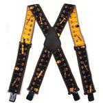 5cm Elastic Ruler Men's Suspender 4 Clips X-shaped Adjustable Casual Trousers Strap for Work Construction Tailoring