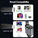 4 in 1 High Power 66W Super Fast Retractable Car Charger with Star Projector Night Light Car Mood Light for iOS and Android