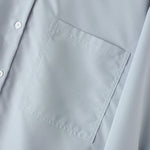LinkMejor Womens Daily Casual Crew Neck Puff Sleeve Shirts Office Lady Button Up Solid Blouses with Pockets